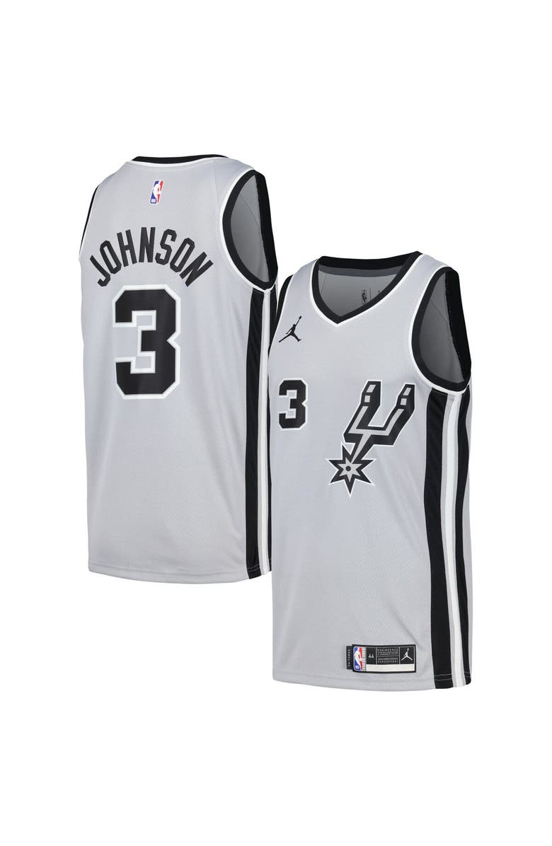 Jordan Brand Men's Nike Keldon Johnson Silver San Antonio Spurs Swingman Player Jersey - Statement Edition, Alternate, color, 