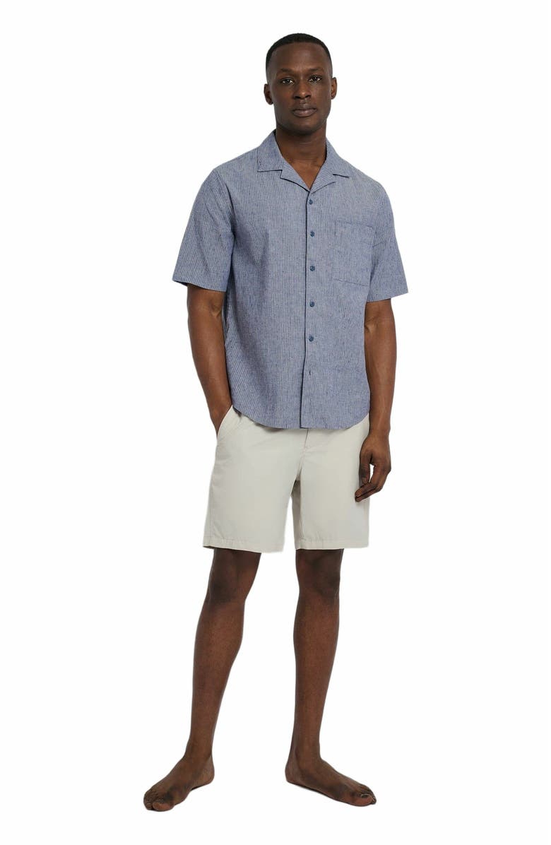 Onia Stretch Yarn Dyed Vacation Shirt, Main, color, Navy