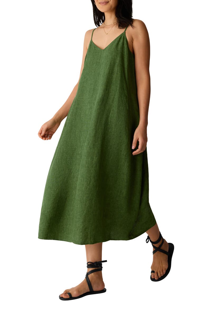 Organic Linen Lantern Shift Dress, Alternate, color, FIELD