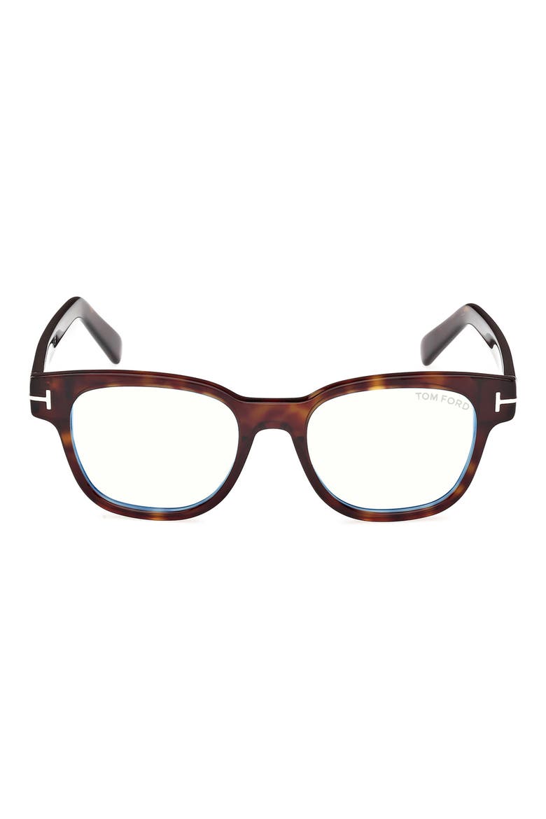 50mm Square Blue Light Blocking Glasses, Main, color, HAVANA ECO / T LOGO