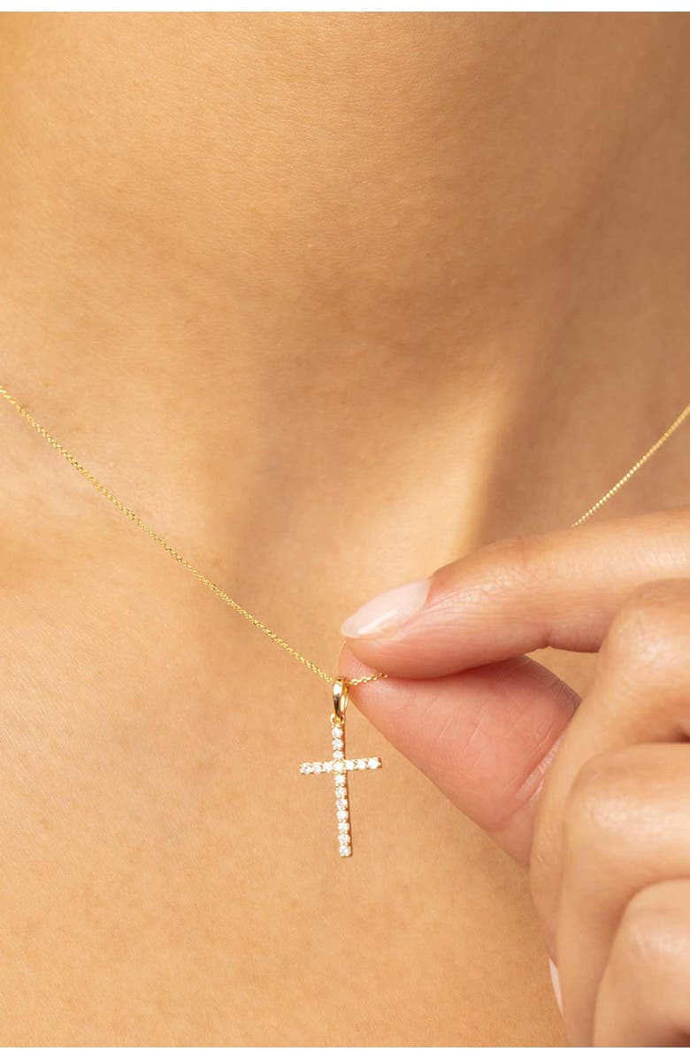 Oradina 14K Gold Faith Diamond Cross Pendant Necklace, Alternate, color, White Gold - Diamonds