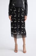 MONSE Cherry Embellished Layered Tulle Skirt
