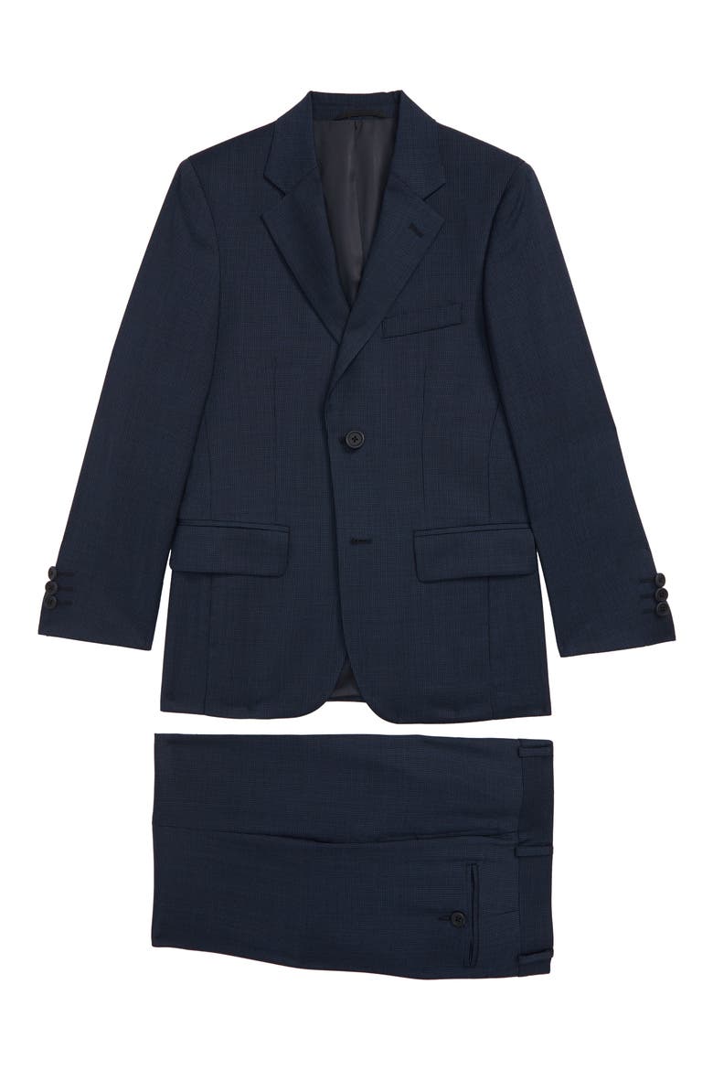 Microcheck Wool Suit, Main, color, NAVY