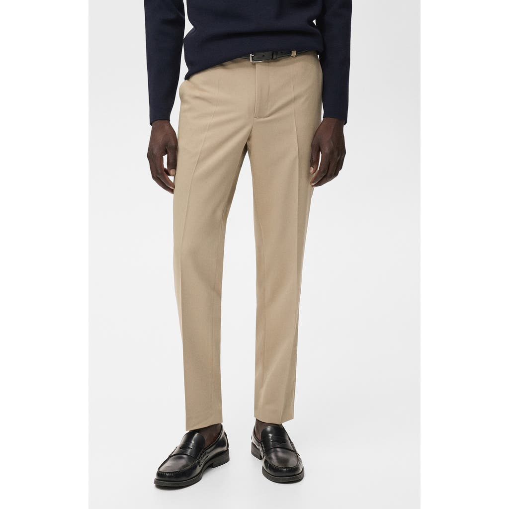 Mango Pleated Slim Fit Dress Pants In Neutral