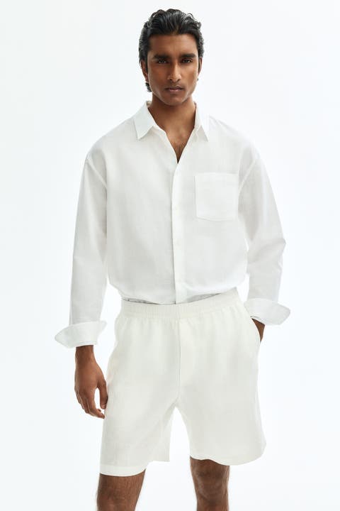 Relaxed Fit Linen Shorts