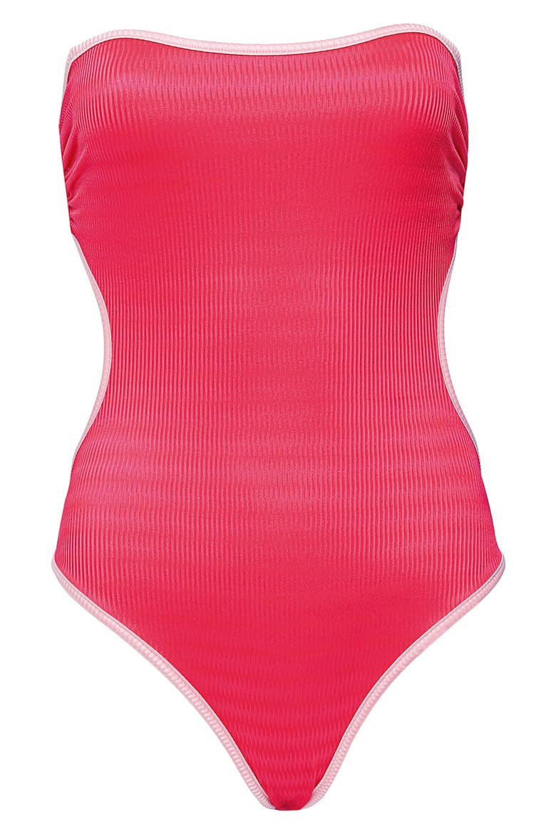 Cirsium One-Piece Swimsuit, Alternate, color, RED