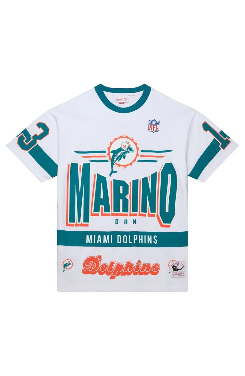 Mitchell & Ness Men's Mitchell & Ness Dan Marino White Miami Dolphins Name & Number Team Origins Vintage Logo T-Shirt, Alternate, color, White