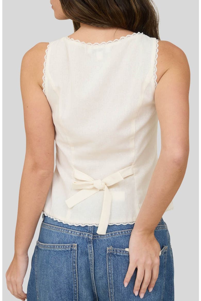 Lace Trim Buttoned Top, Alternate, color, NATURAL