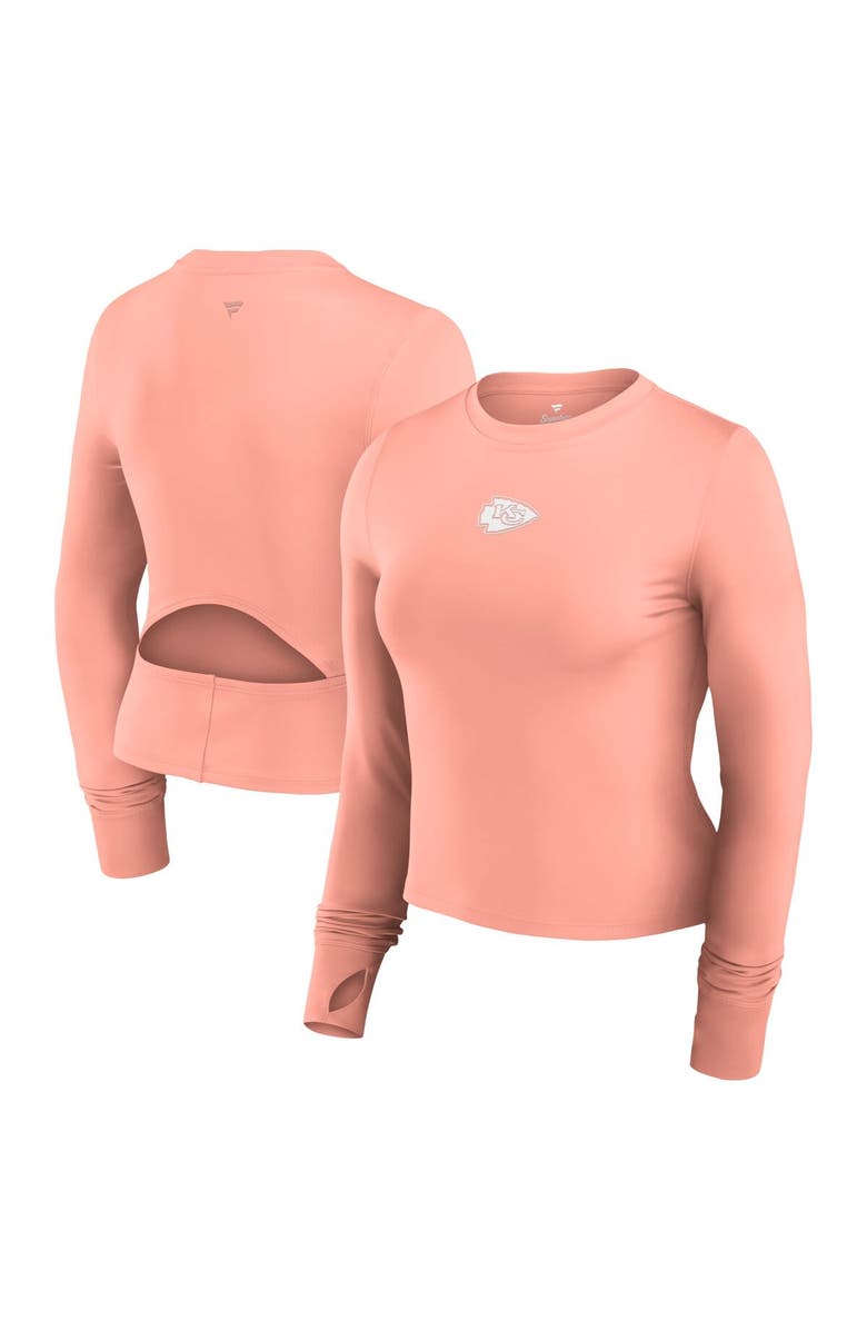 FANATICS Women's Fanatics Coral Kansas City Chiefs Studio Fitted Long Sleeve Gym Top, Main, color, Coral