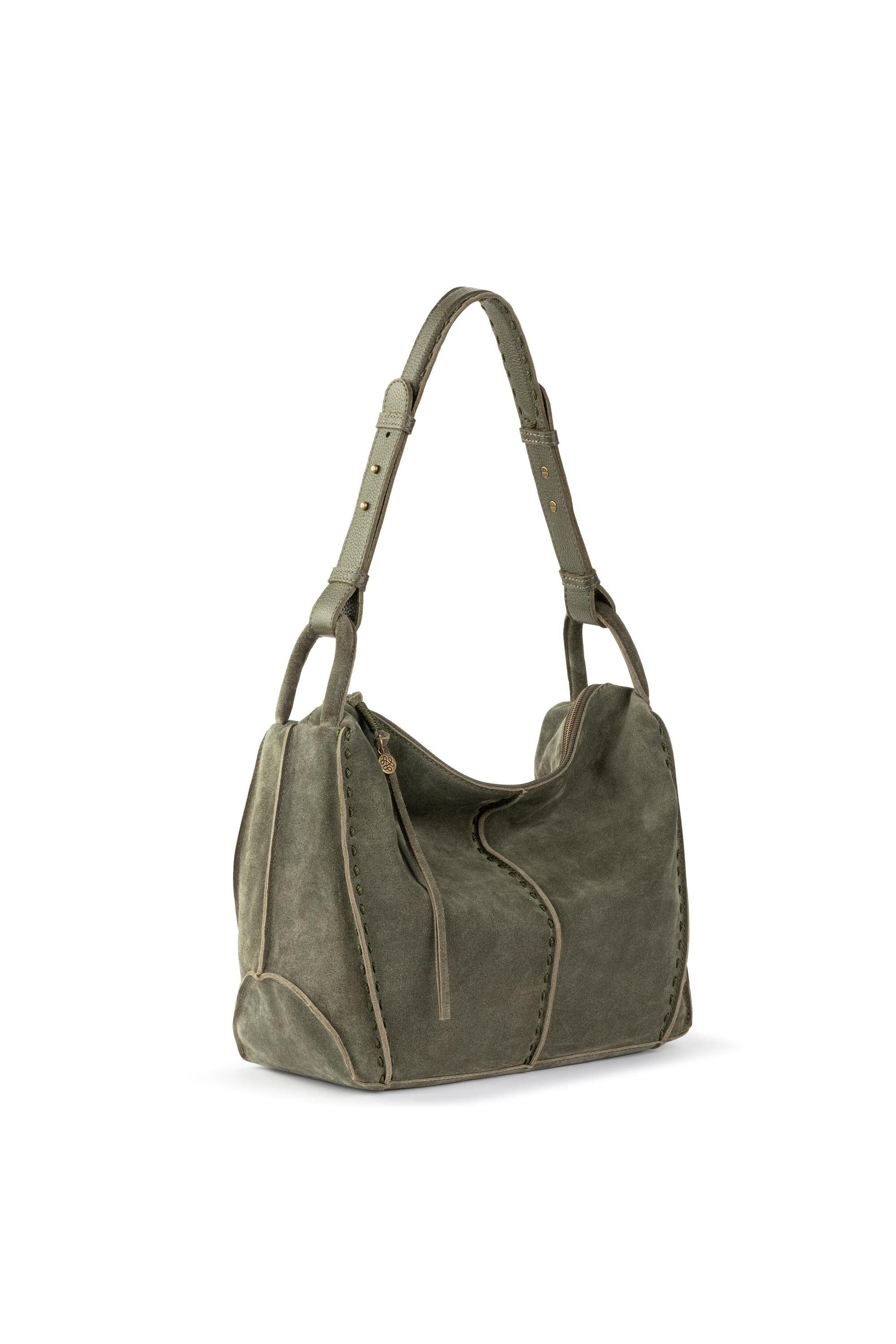 Los Feliz Hobo Leather Bag, Alternate, color, Moss Suede