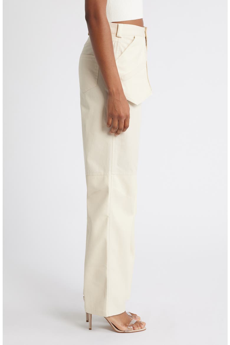 Faux Leather & Twill Paneled Pants, Alternate, color, CREAM