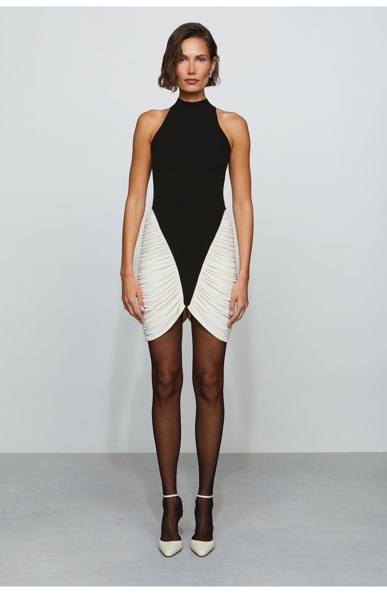 Et Ochs Atticus Knit Combo Mini Dress, Main, color, Black/Ivory