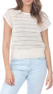 RAIN AND ROSE Open Knit Cap Sleeve Top