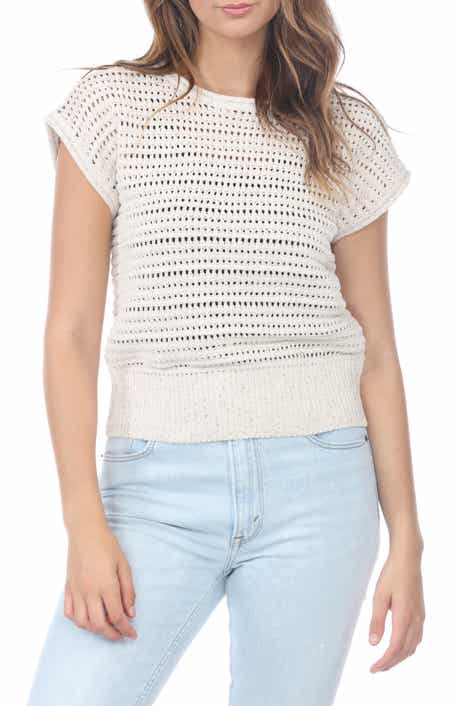 Open Knit Cap Sleeve Top