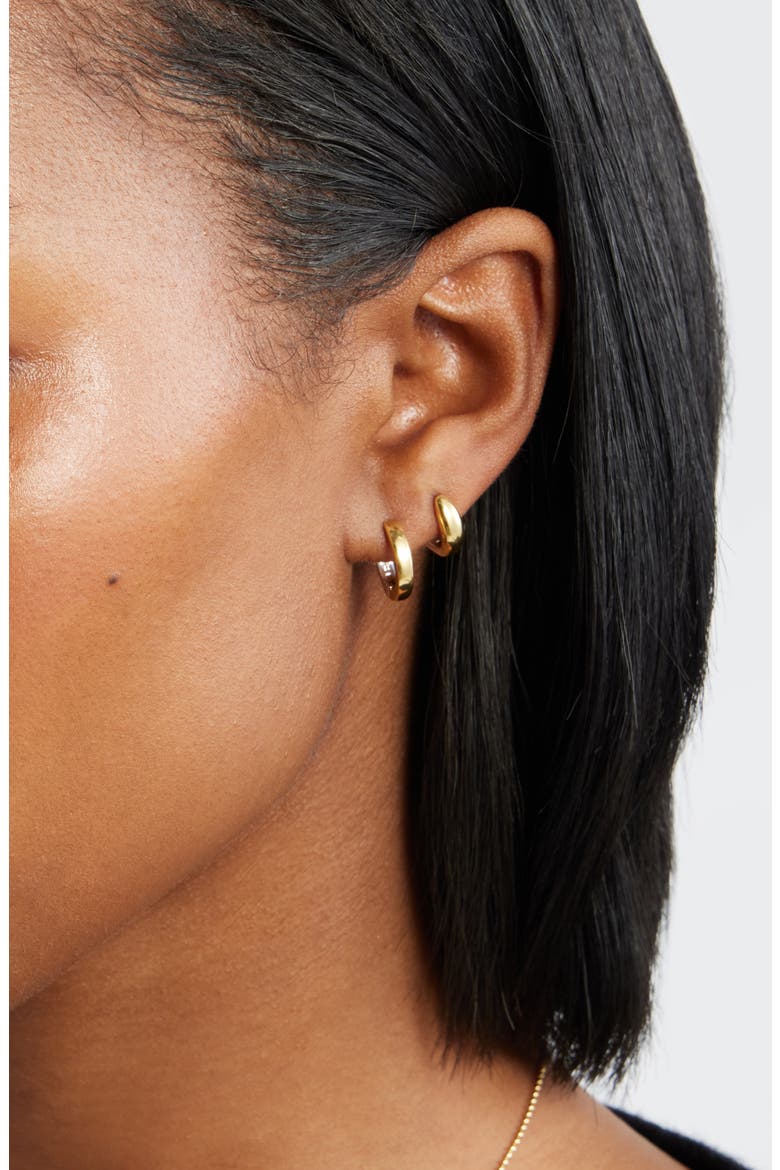 Demi Fine Set of 2 Huggie Hoop Earrings, Alternate, color, 14K GOLD- STERLING PLATED