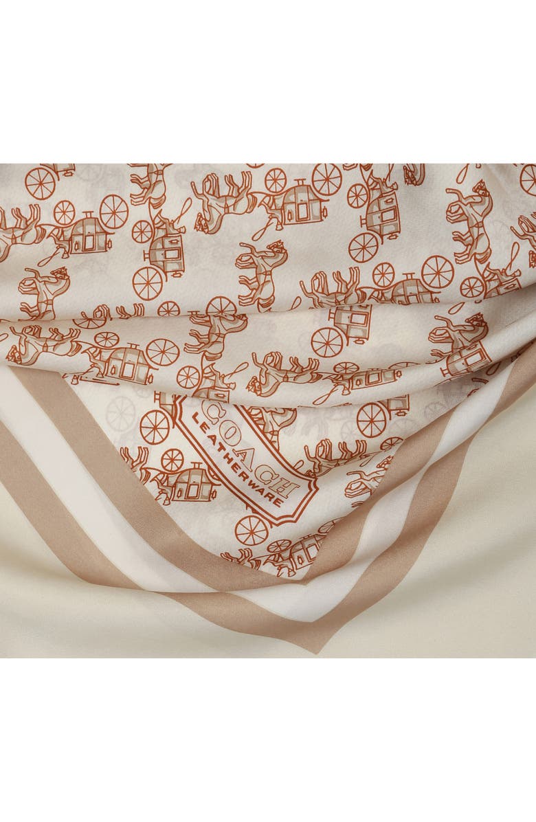 COACH Horse & Carriage Print Silk Square Scarf, Alternate, color, Ivory