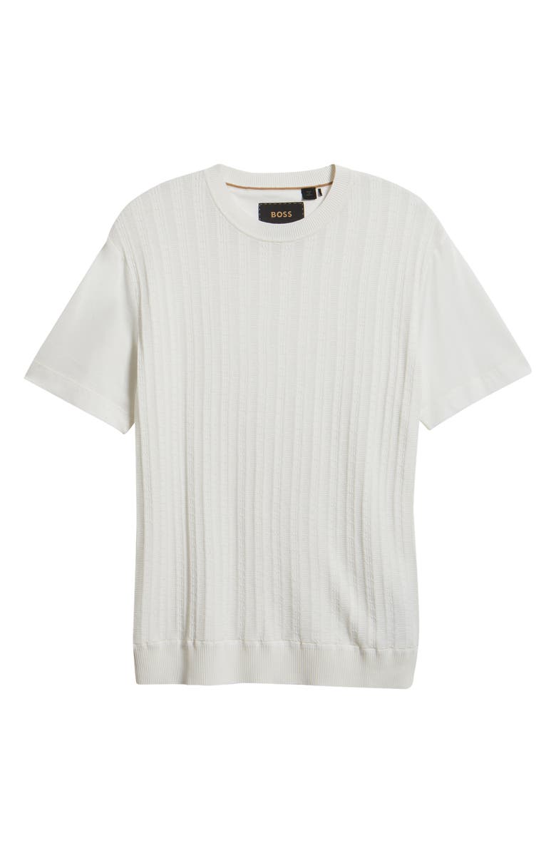 BOSS Tesar Textured Cotton & Silk T-Shirt, Alternate, color, Open White