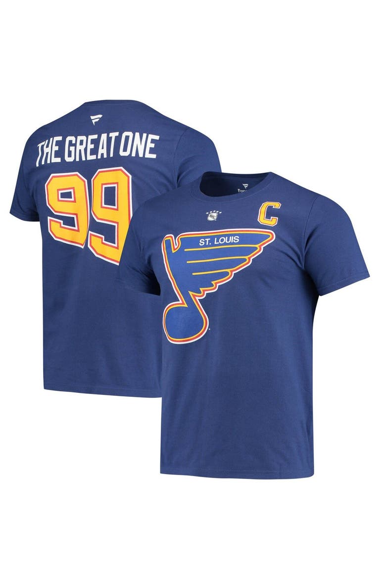 Men's Fanatics Branded Wayne Gretzky Blue St. Louis Blues Authentic Stack Retired Player Nickname & Number T-Shirt, Main, color, Blue