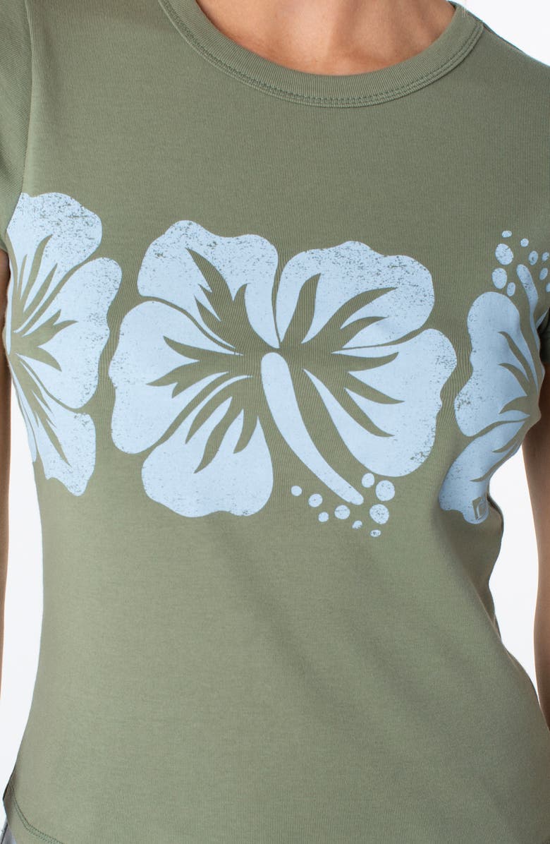 Roxy Flower Block '90s Graphic Baby Tee, Alternate, color, Oil Green