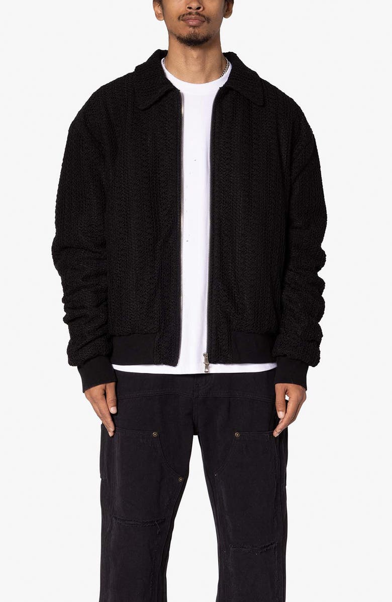 mnml Open Stitch Knit Bomber Jacket, Alternate, color, Black