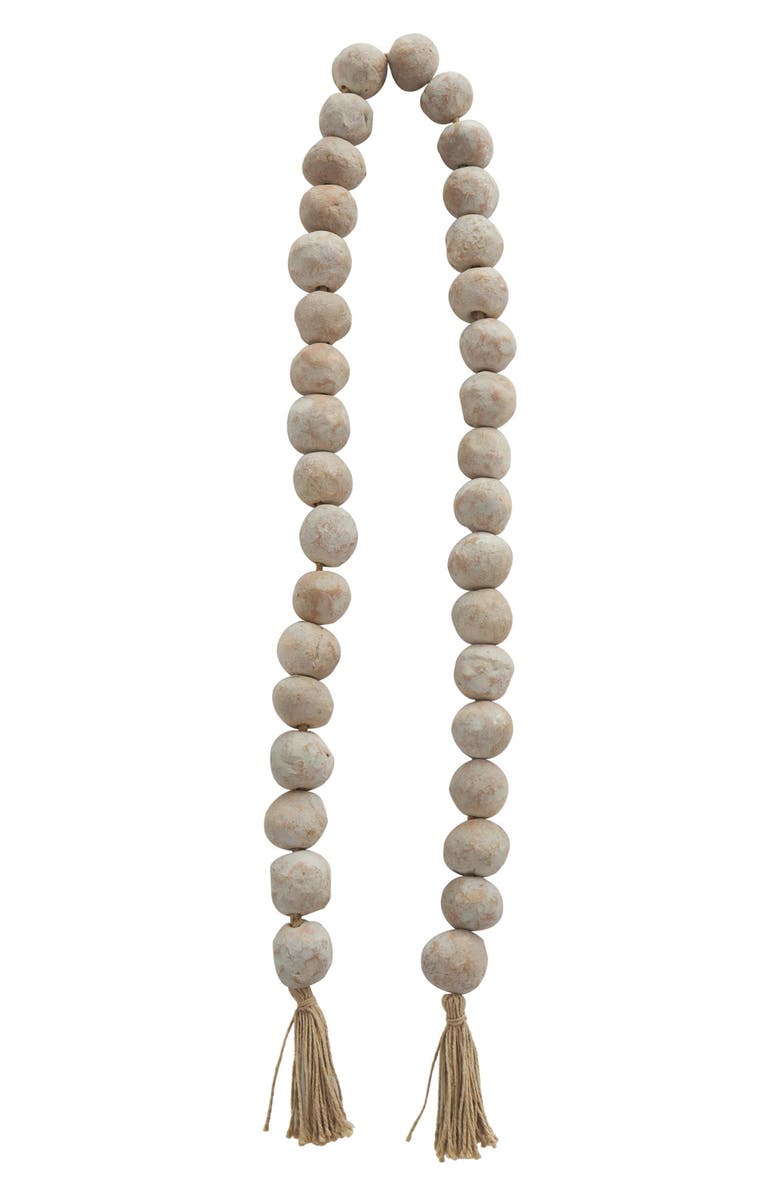 WILLOW ROW Bohemian Ceramic Beaded Tassel Garland, Alternate, color, Beige