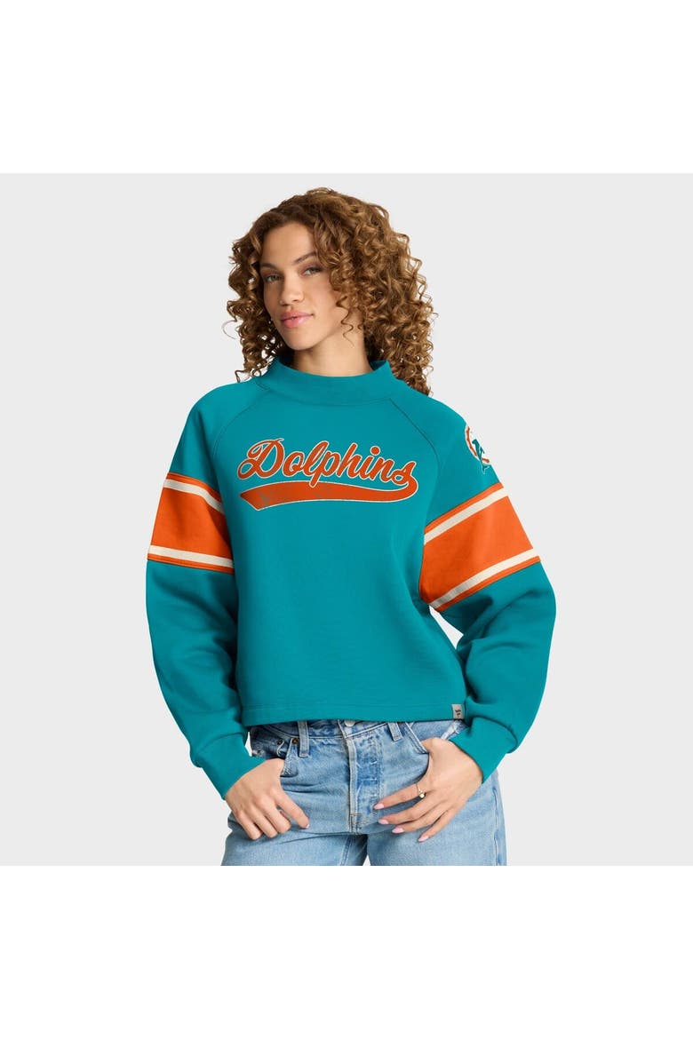 Women's Fanatics Aqua Miami Dolphins Oversized Hometown Toss Sweep Mock Neck Pullover, Main, color, Aqua
