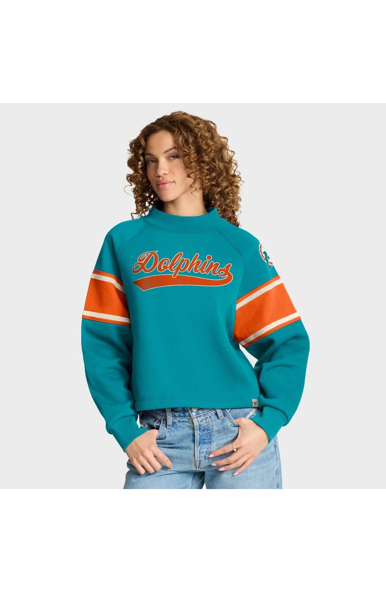 FANATICS Women's Fanatics Aqua Miami Dolphins Oversized Hometown Toss Sweep Mock Neck Pullover, Main, color, Aqua