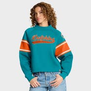 FANATICS Women's Fanatics Aqua Miami Dolphins Oversized Hometown Toss Sweep Mock Neck Pullover