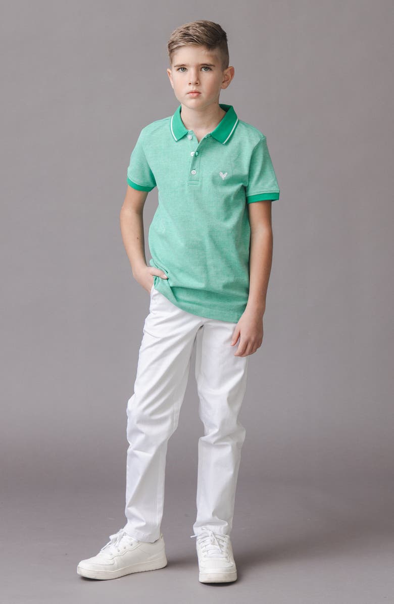 Hope & Henry Kids' Organic Short Sleeve Knit Pique Polo Shirt, Alternate, color, Kelly Green