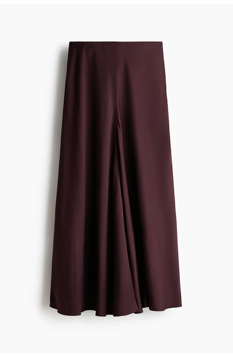 H&M Satin Maxi Skirt, Main, color, Dark Brown
