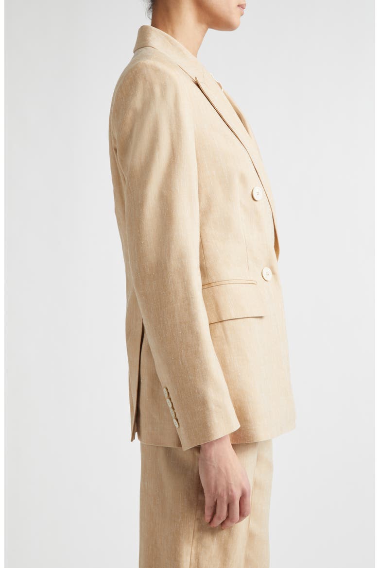 Double Breasted Linen & Wool Jacket, Alternate, color, TAUPE COGNAC