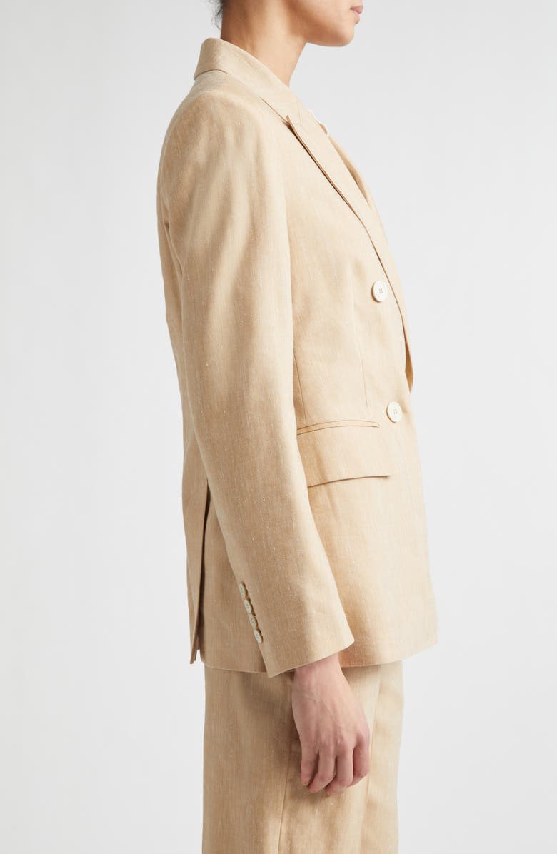Eleventy Double Breasted Linen & Wool Jacket, Alternate, color, Taupe Cognac