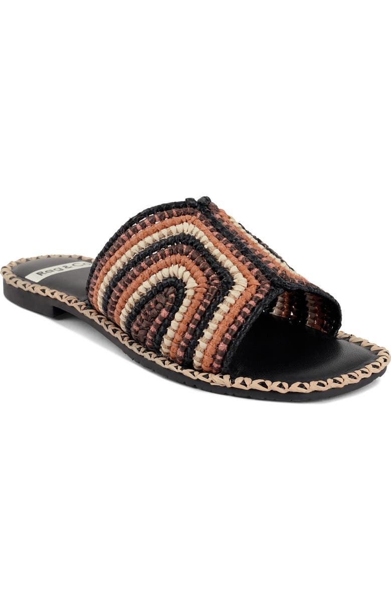 Rag & Co Kente Slide Sandal, Main, color, Black Multi