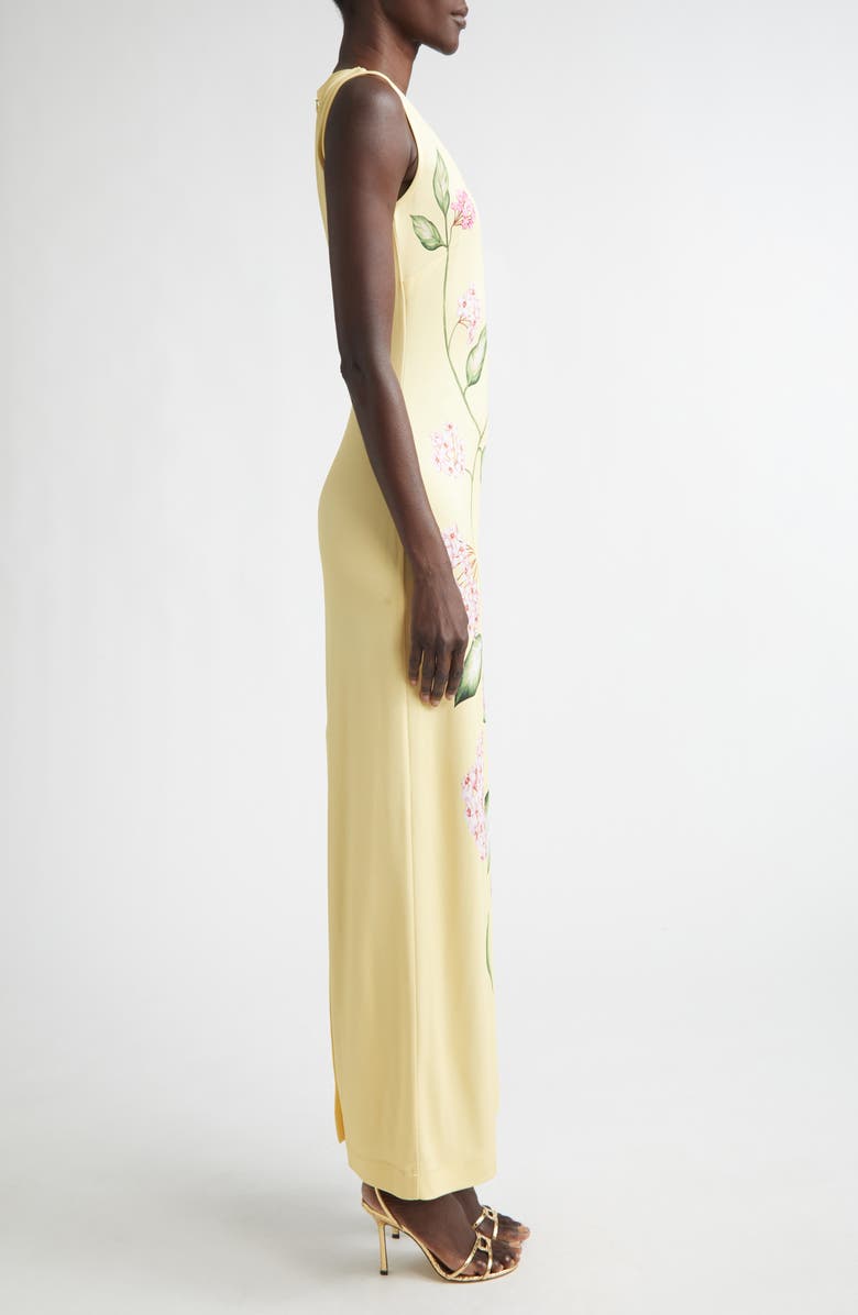 Oscar de la Renta Porcelain Flower Jersey Maxi Dress, Alternate, color, Pink/ Butter