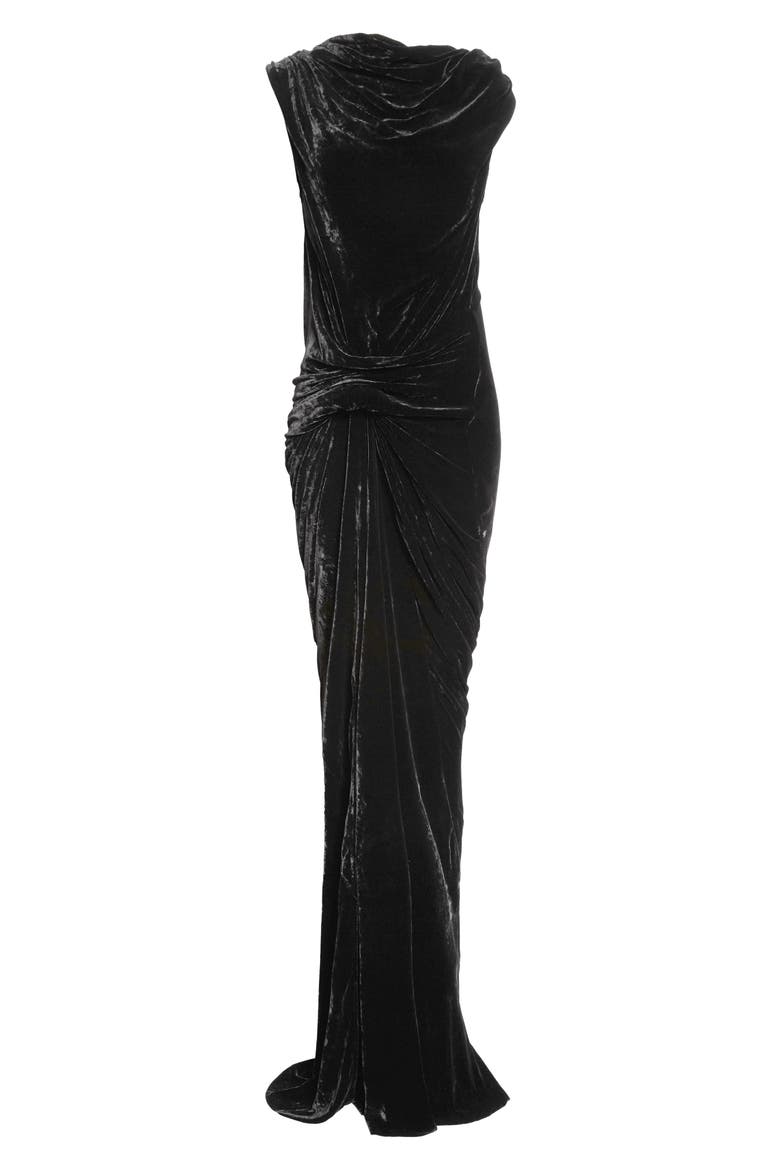 Velvet Strutter Gown, Main, color, BLACK