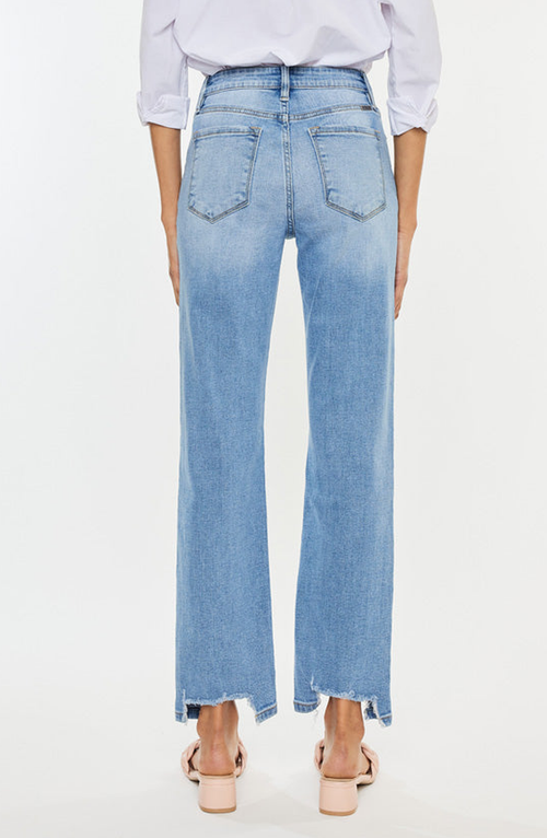 Kancan Breanne High Rise Straight Jeans In Medium Wash