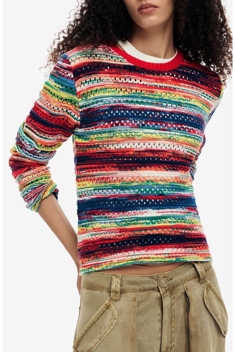Multicolor Stripe Sweater, Main, color, PINK