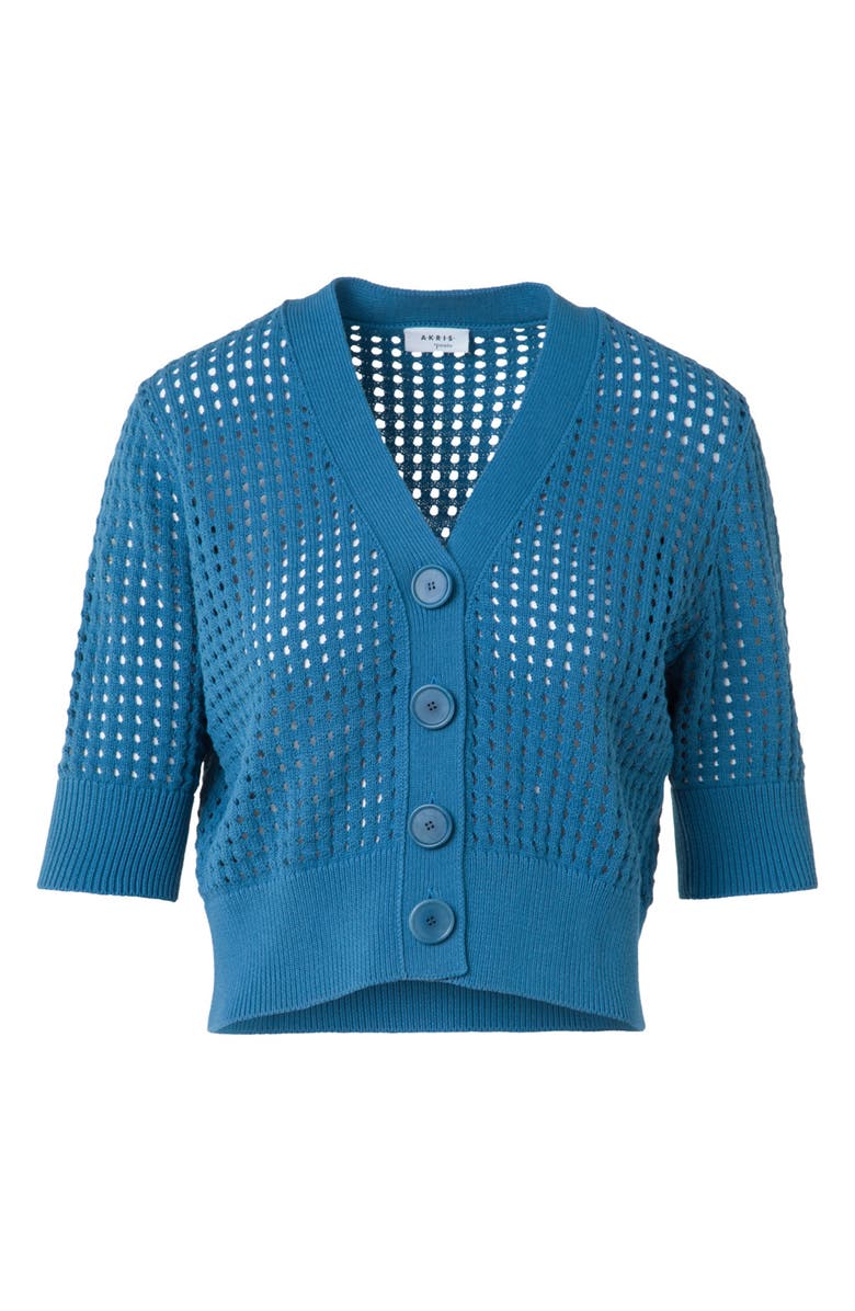 Akris punto Chunky Mesh Cardigan, Alternate, color, Medium Blue