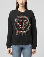 PHILIPP PLEIN Open Back Sweatshirt Hexagon Stones Women