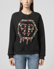 PHILIPP PLEIN Open Back Sweatshirt Hexagon Stones Women