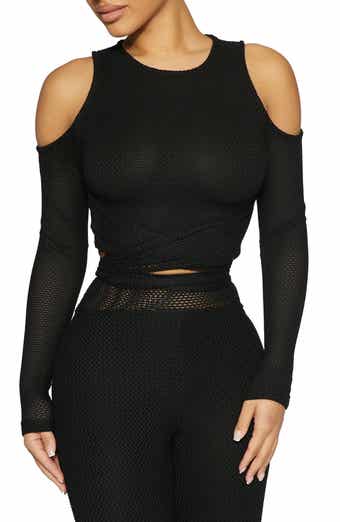 Naked Wardrobe Cold Shoulder Mesh Top