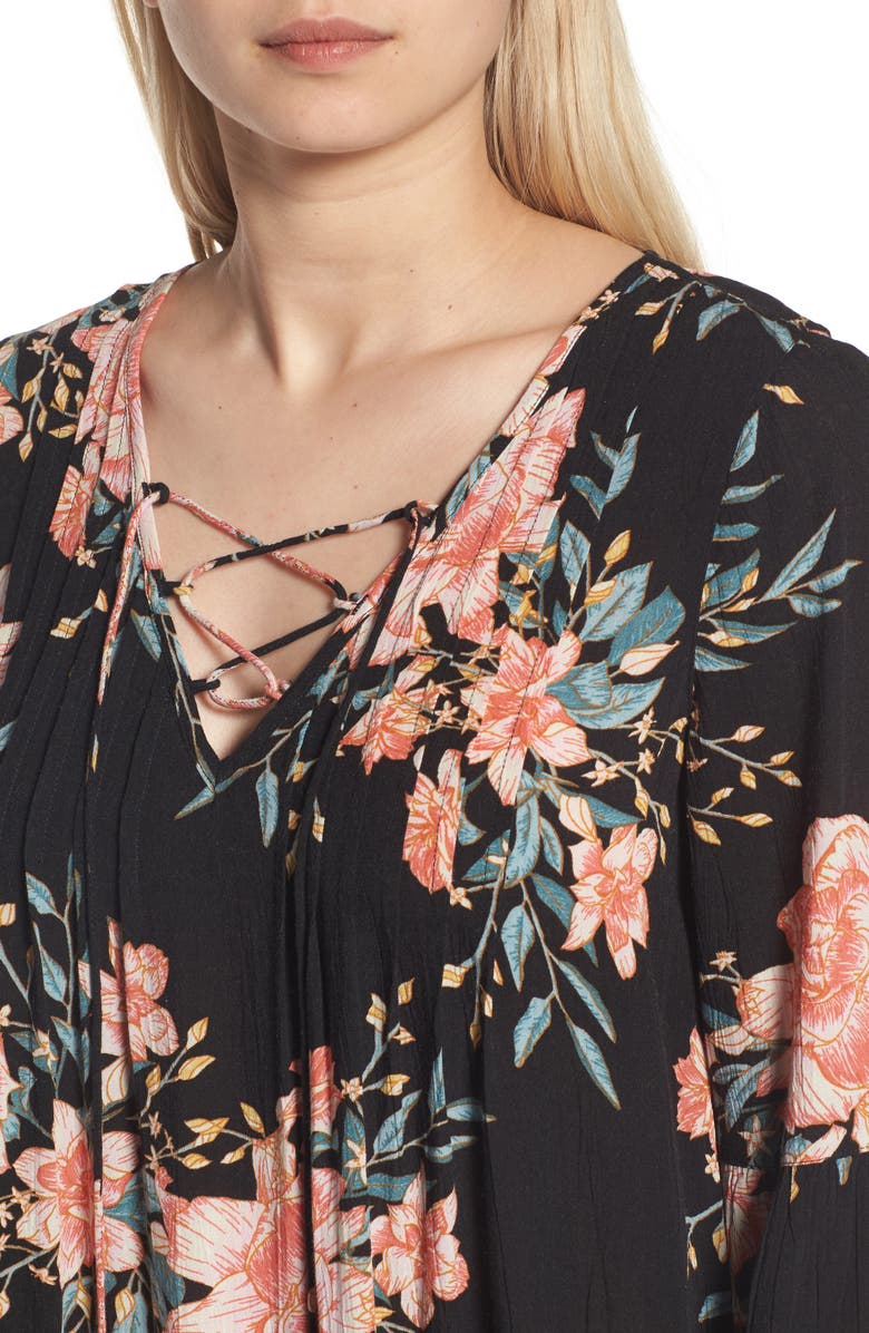 Billabong Just Like Us Lace-Up Shift Dress, Alternate, color, 