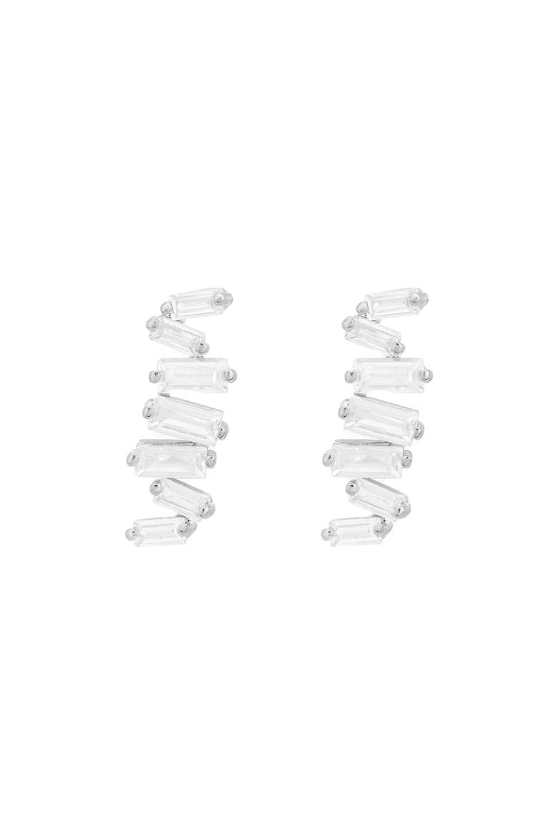 Sterling Silver 18k Gold Plated Clara Abstract Crystal Earring Statement, Main, color, Silver