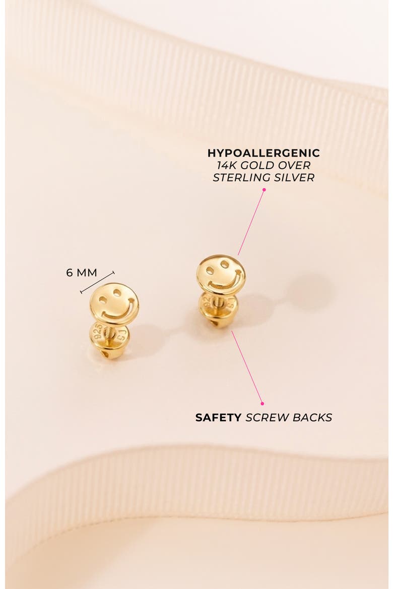 Smiling Face Plated Earrings, Alternate, color, Silver