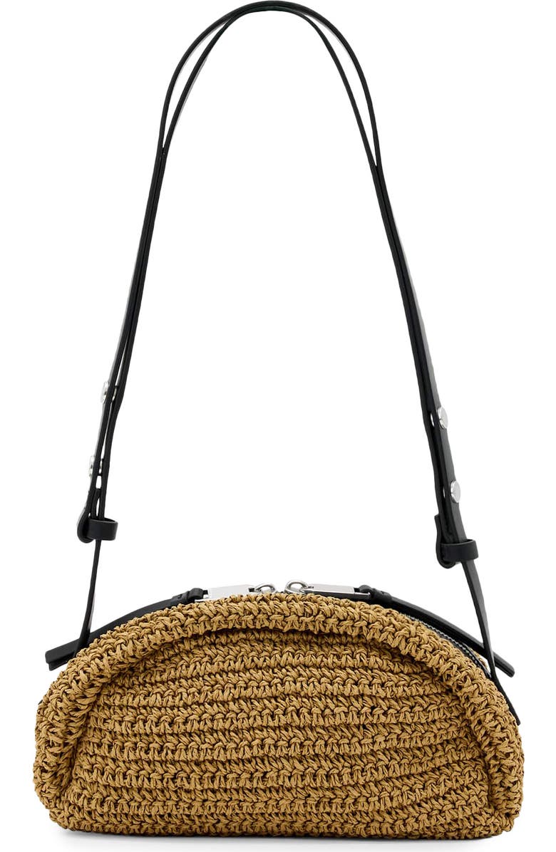 AllSaints Arc Raffia Crossbody Bag, Main, color, Biscuit Brown