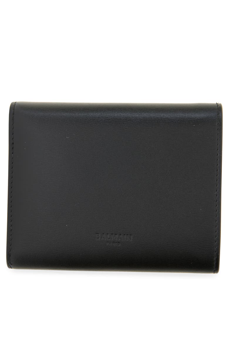 Balmain B-Buzz Calfskin Leather Trifold Wallet, Alternate, color, Black