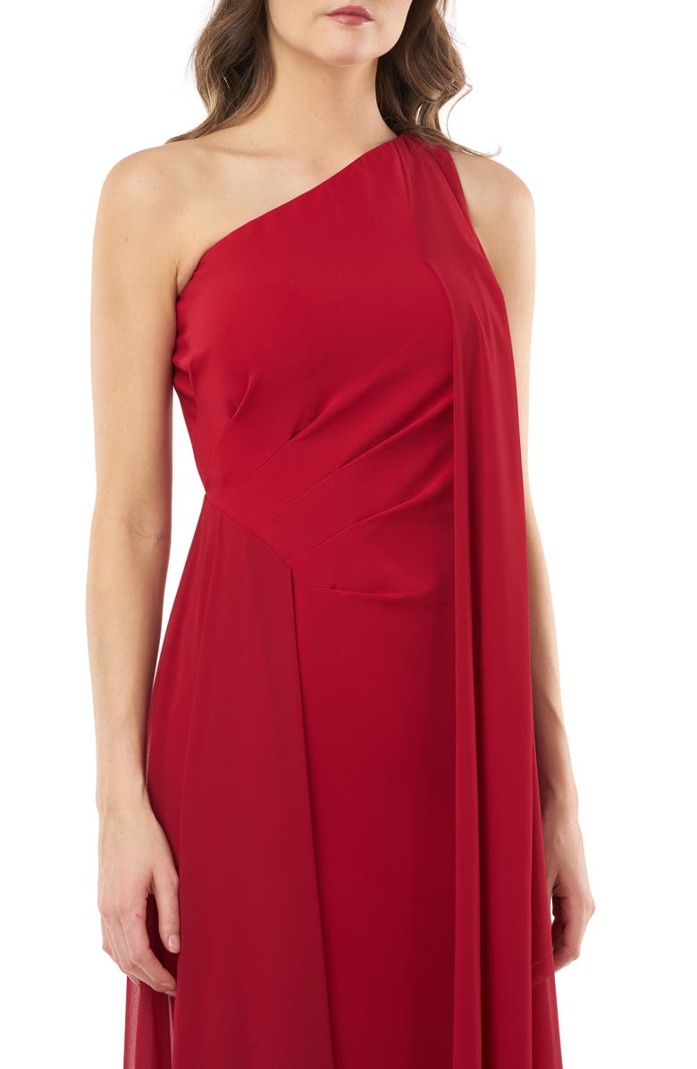 Carmen Marc Valvo Infusion One-Shoulder Crepe Gown, Alternate, color, 