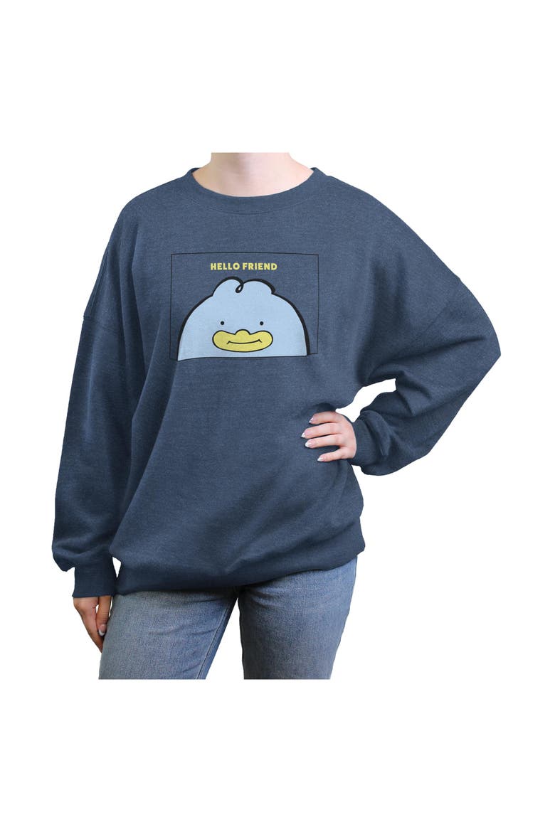 Junior's KPop Demon Hunters Hello Friend Duck Note  Sweatshirt, Main, color, Blue Heather