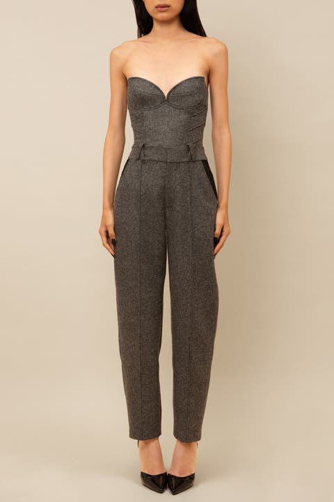 Aconitum Tailored Wool Mesh-Detail Trouser