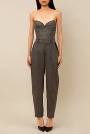 Contessa Mills Aconitum Tailored Wool Mesh-Detail Trouser